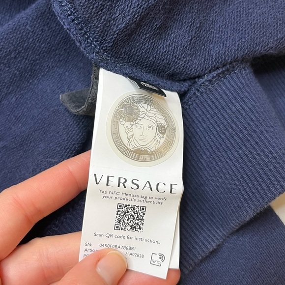 Versace Navy Blue Graphic Zip Sweatshirt Sz 8A 128 cm - Picture 12 of 16